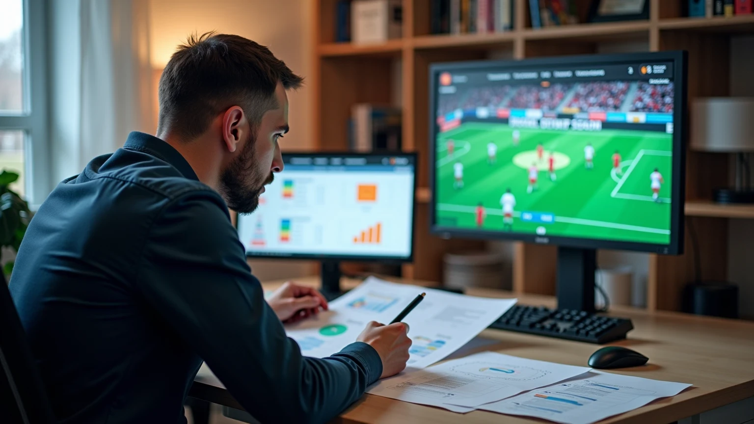Analyst studiert Handball-Teamstatistiken für strategische Wettentscheidungen